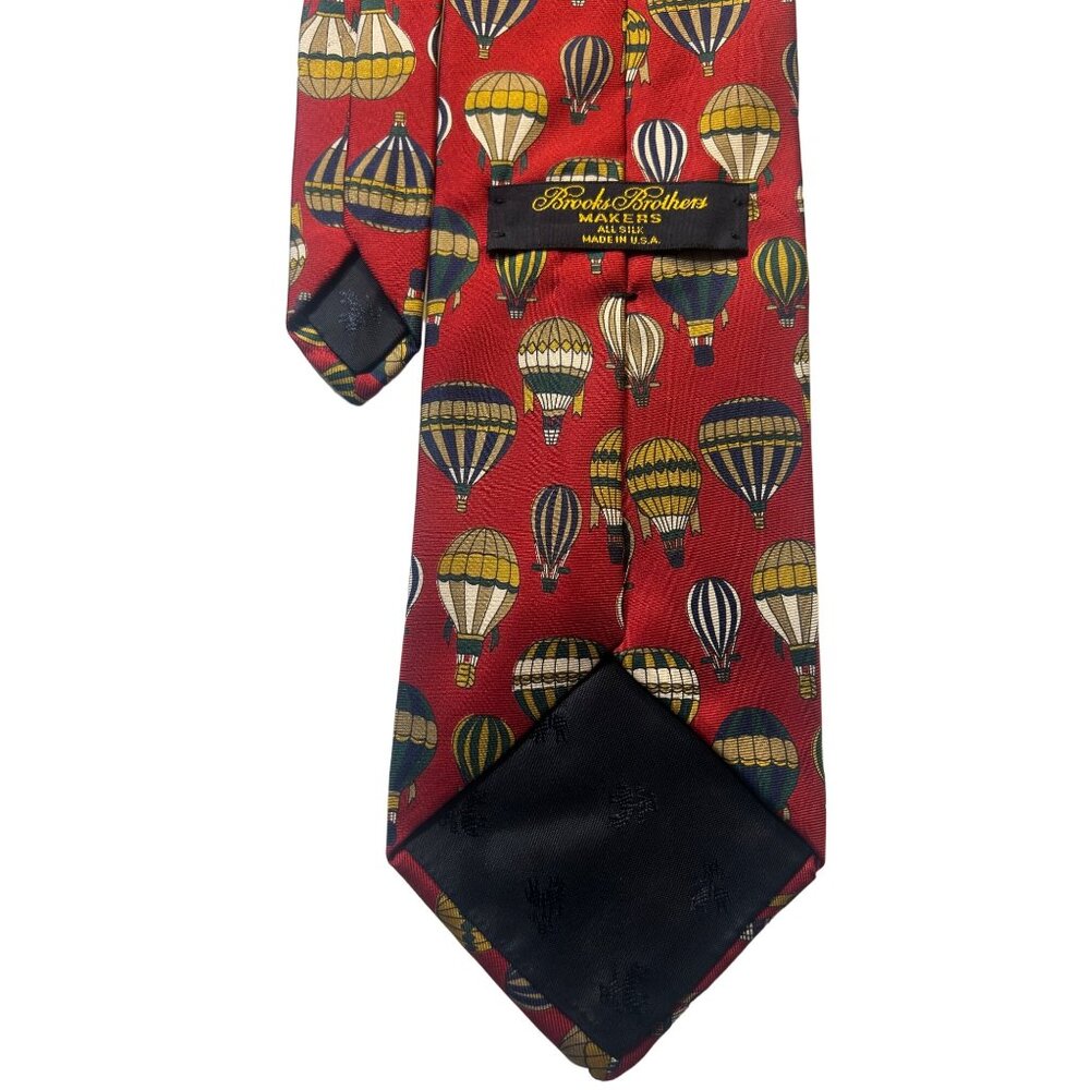 Brooks Brothers Makers Men's Silk Necktie Hot Air Balloon Print Red - Picture 4 of 7